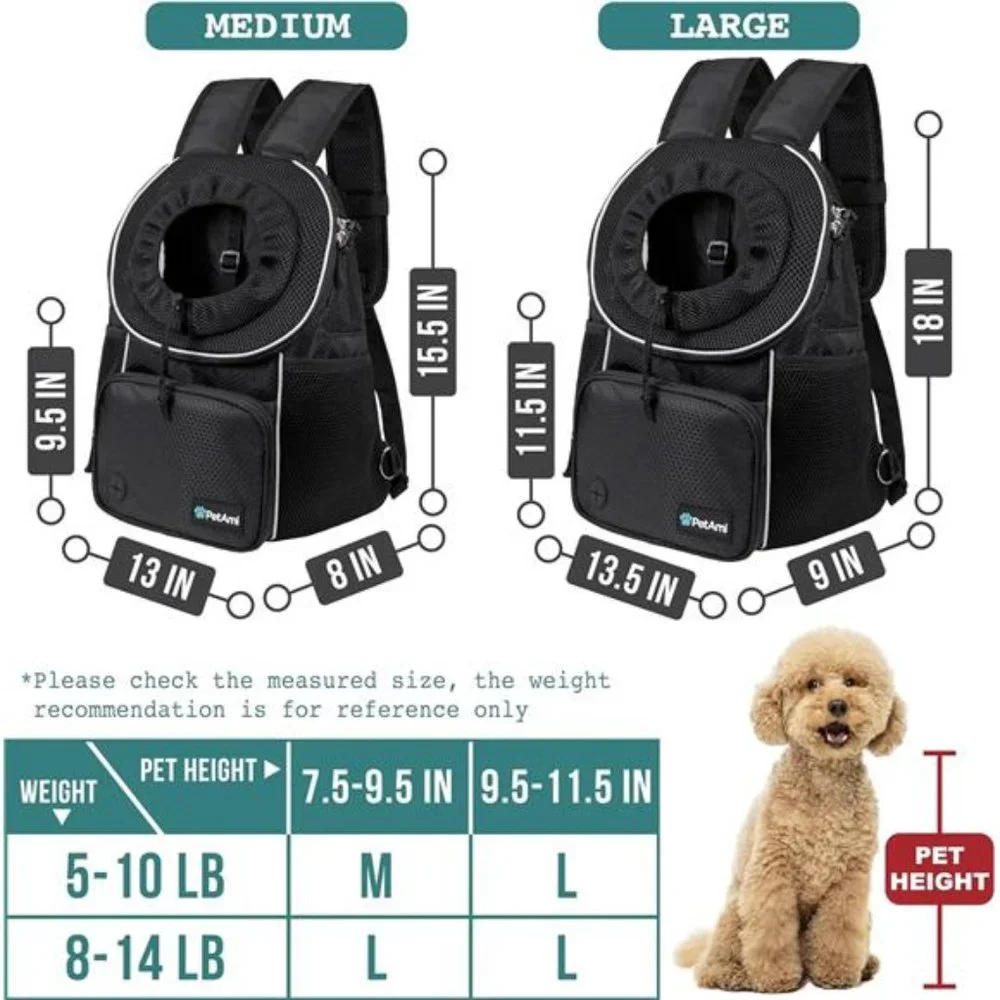 Dog Front Carrier Backpack, Adjustable Dog Pet Cat Chest Carrier Backpack